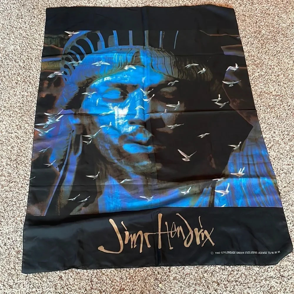 Jimi Hendrix blue silk scarf. This scarf is super cute and in good condi…